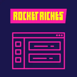 Rocket Riches Casino-ikon som viser et rosa nettleservindu, og symboliserer at du åpner en nettleser for å spille.